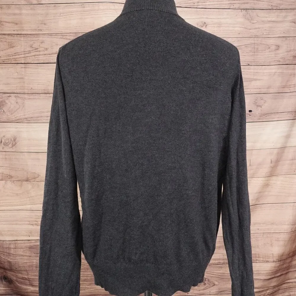 Banana Republic Sweater Mens Large Gray Snap Mock Neck Pullover Long Sleeve‎